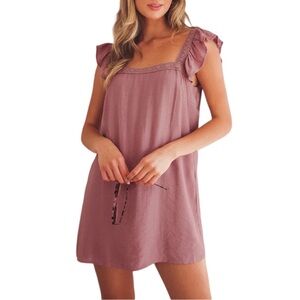 Lulu’s | Country Charm Mauve Ruffled Boho Mini Shift Dress Size XS
